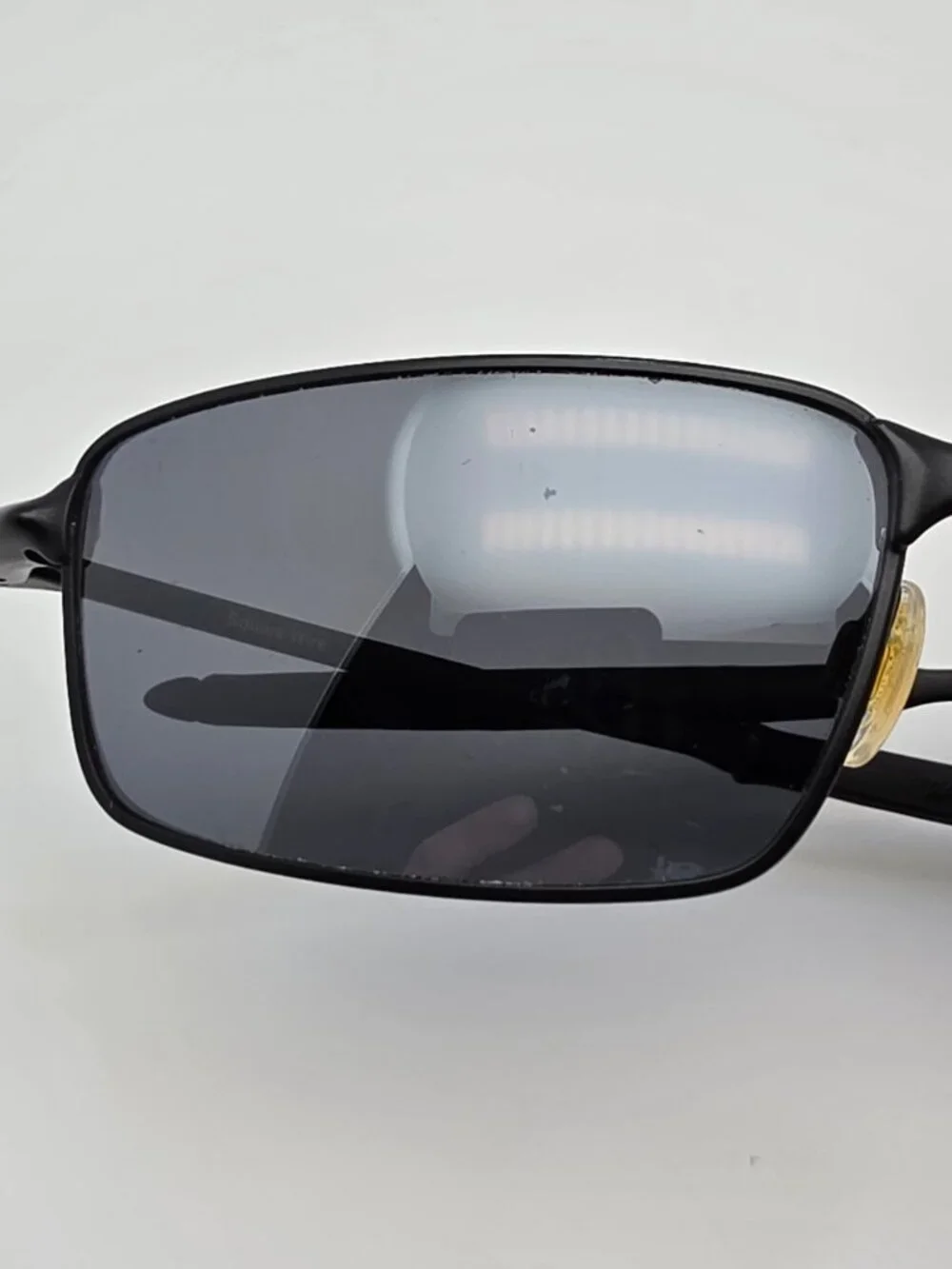 Oakley 12-877 New Square Wire I Black Frame Polarized Black Iridium Sunglasses